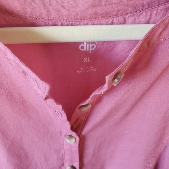 DUSTY Pink Cotton Blend Button Front Top - XL - Picture 3 of 5